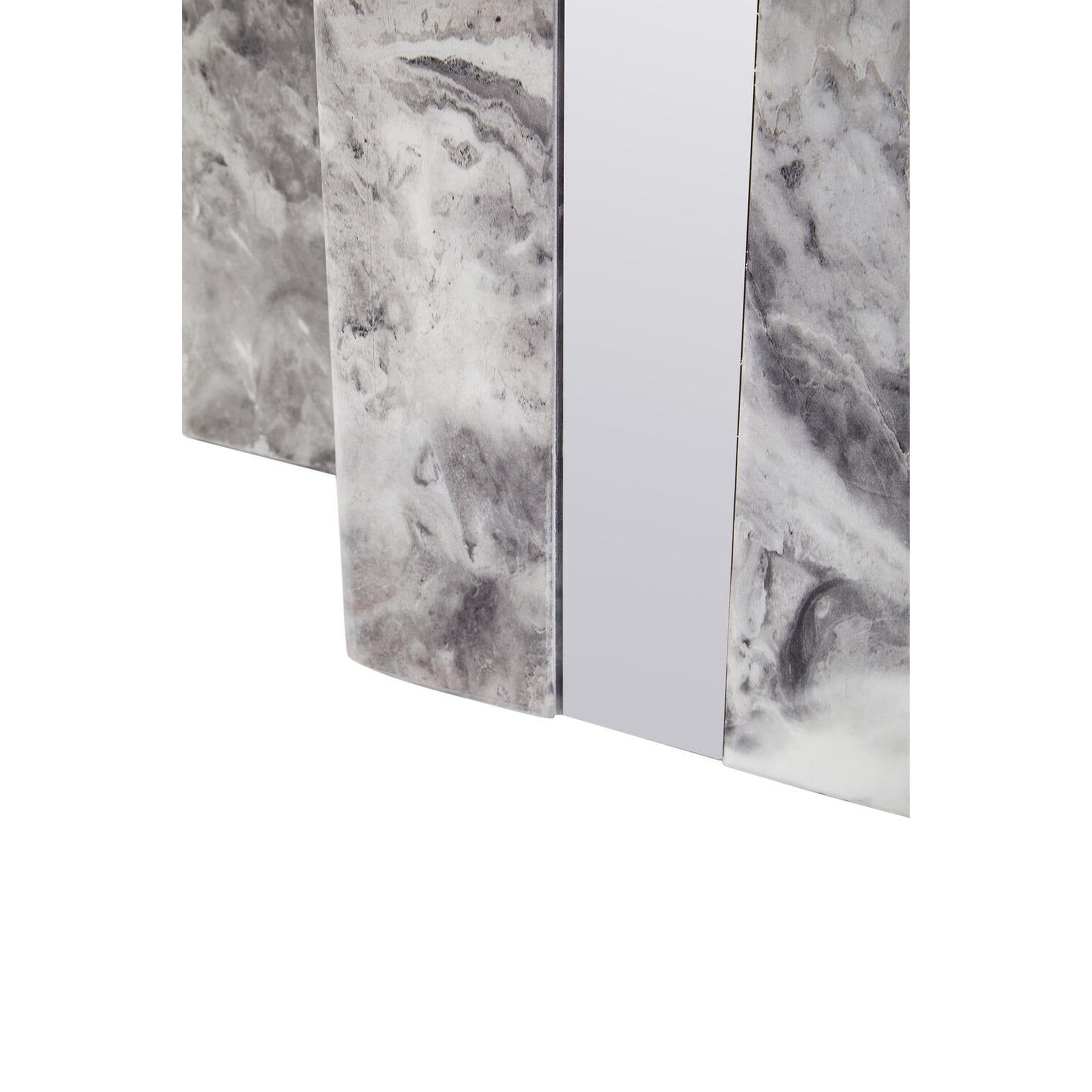 Ashford grey marble pedestal dining table with silver detail