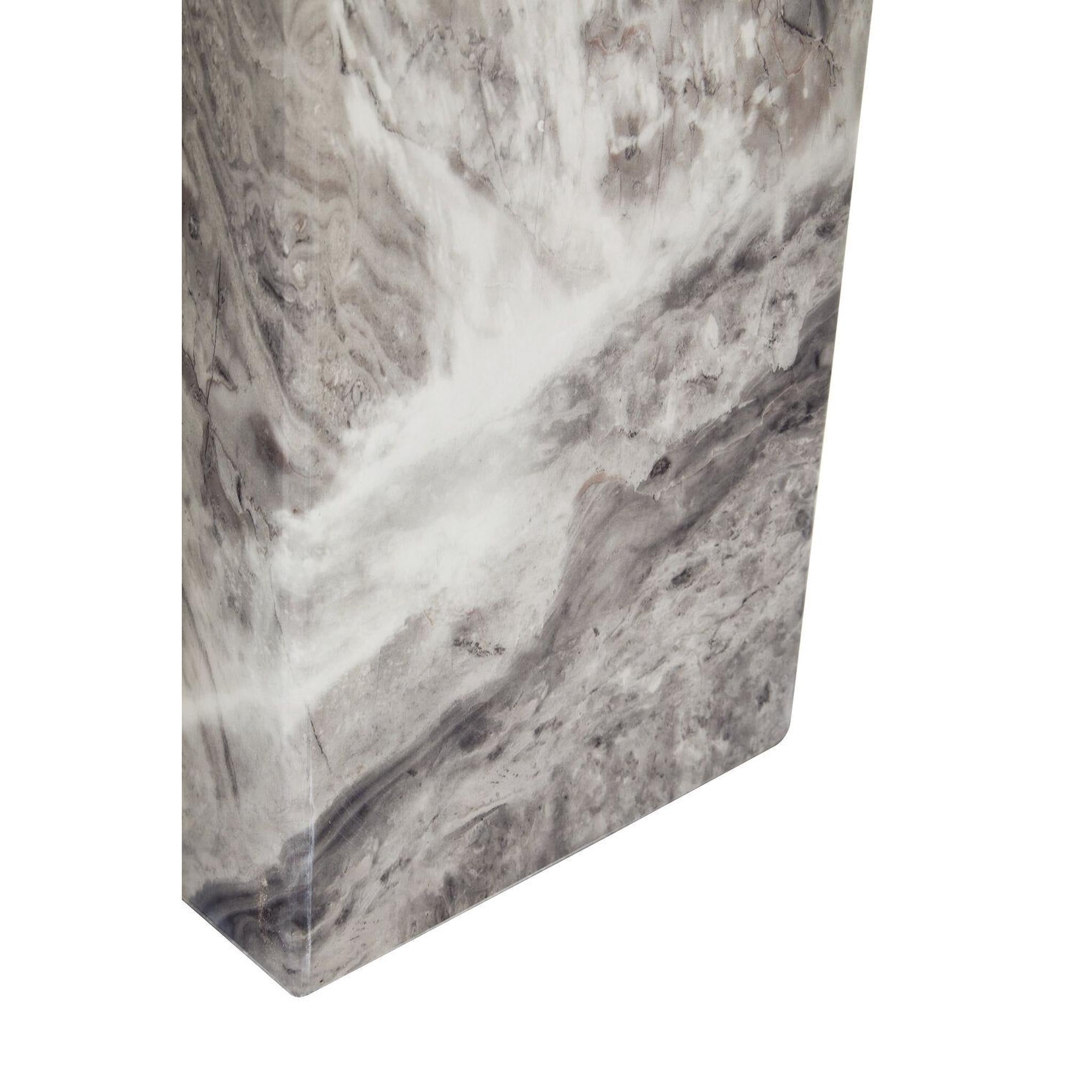 Ashford grey marble pedestal dining table with silver detail