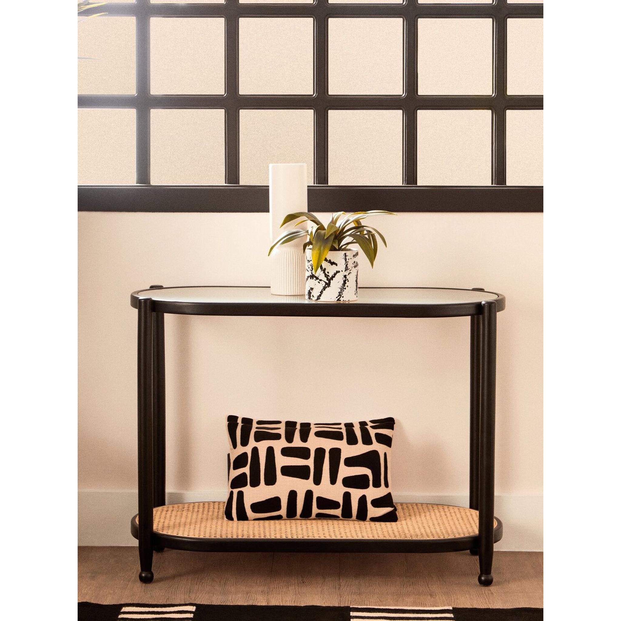 Canvora Black Rattan & Glass Console Table – 100cm product image 4