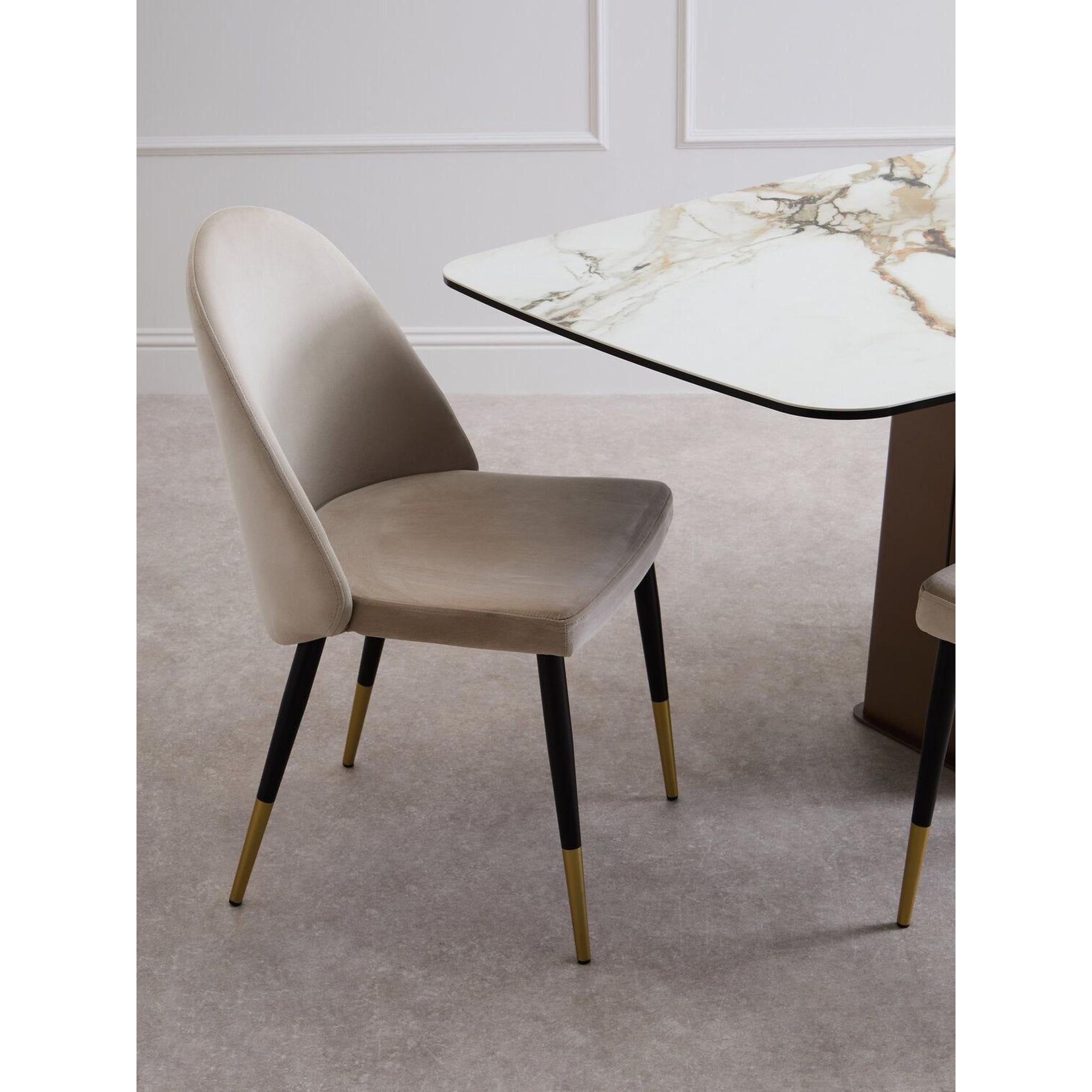 Caldera white ceramic marble effect dining table with bronze base