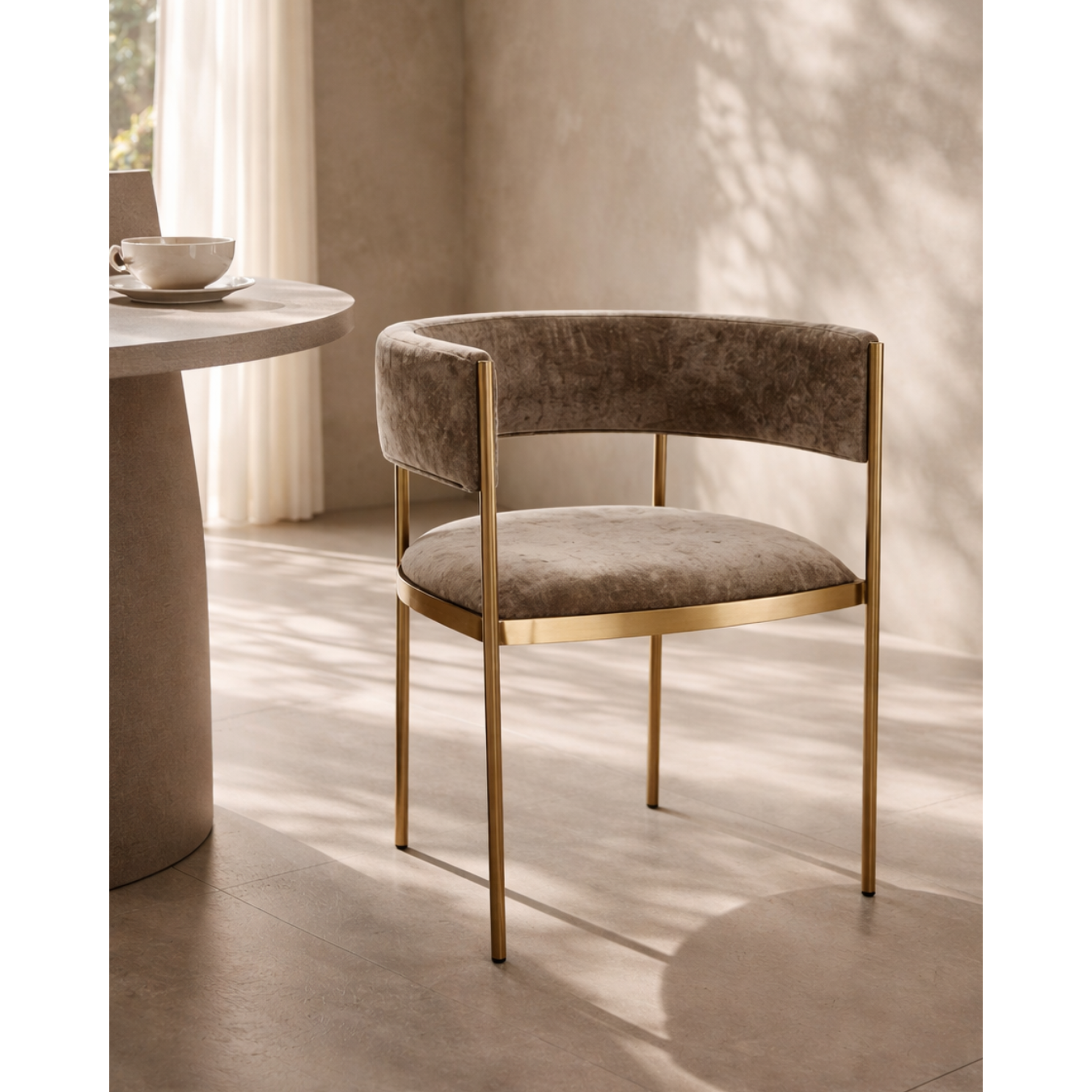 Envie II Set of 2 Dining Chairs – Olive Velvet & Brass Base – 59cm Wide - image 2