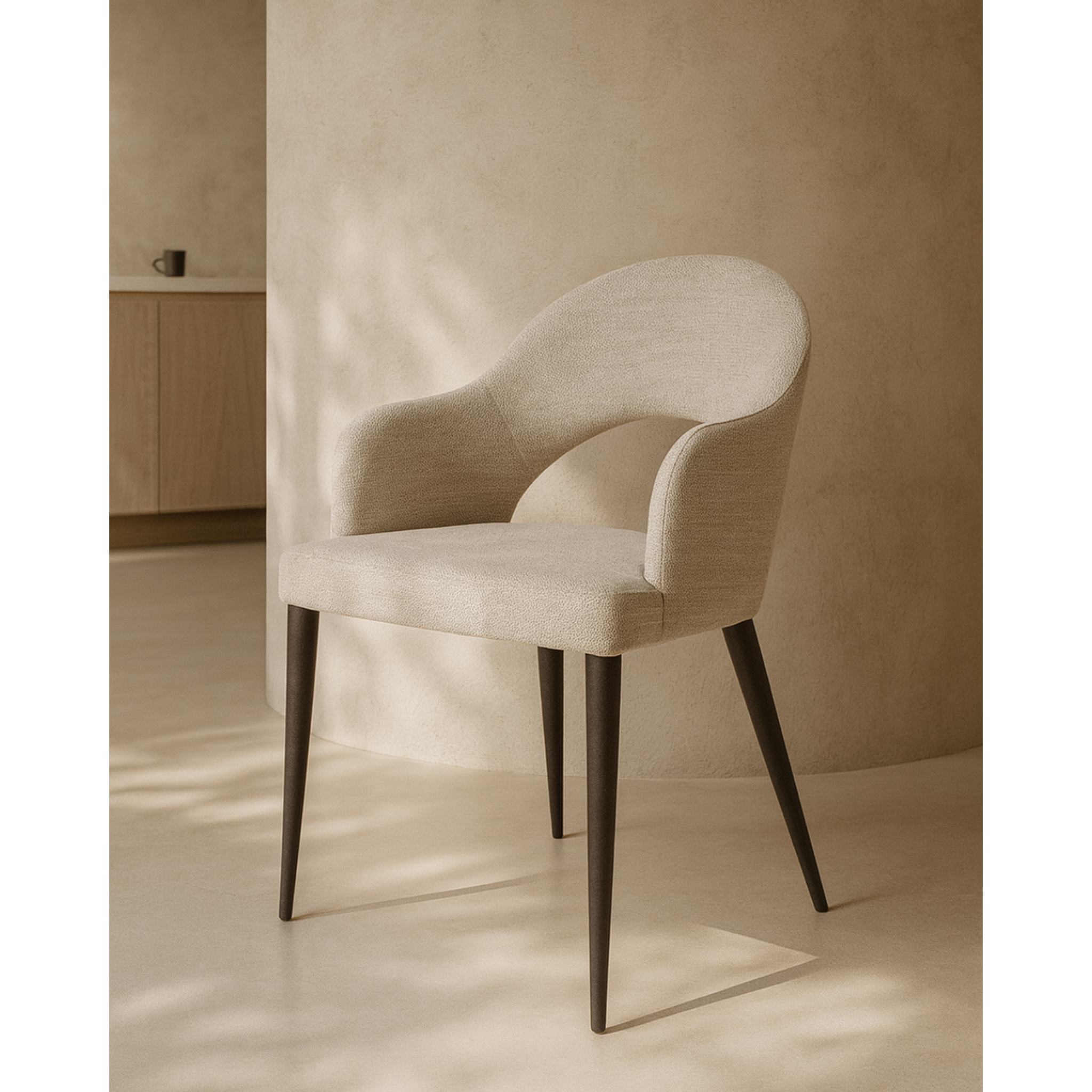 Jiva Light Grey Upholstered Dining Chair – Metal Legs – 53cm Wide - image 2