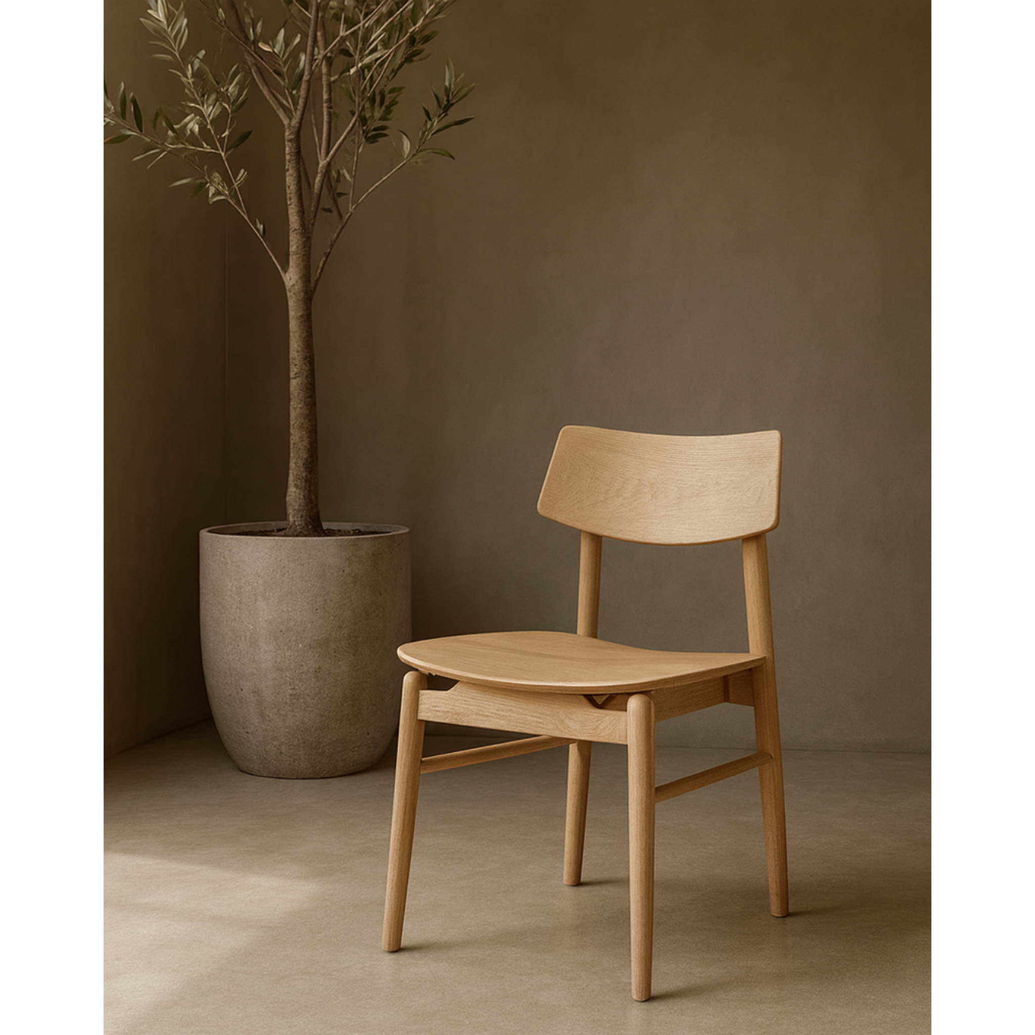 Mono Solid Oak Dining Chair – Natural Wood – 48cm Wide - image 2