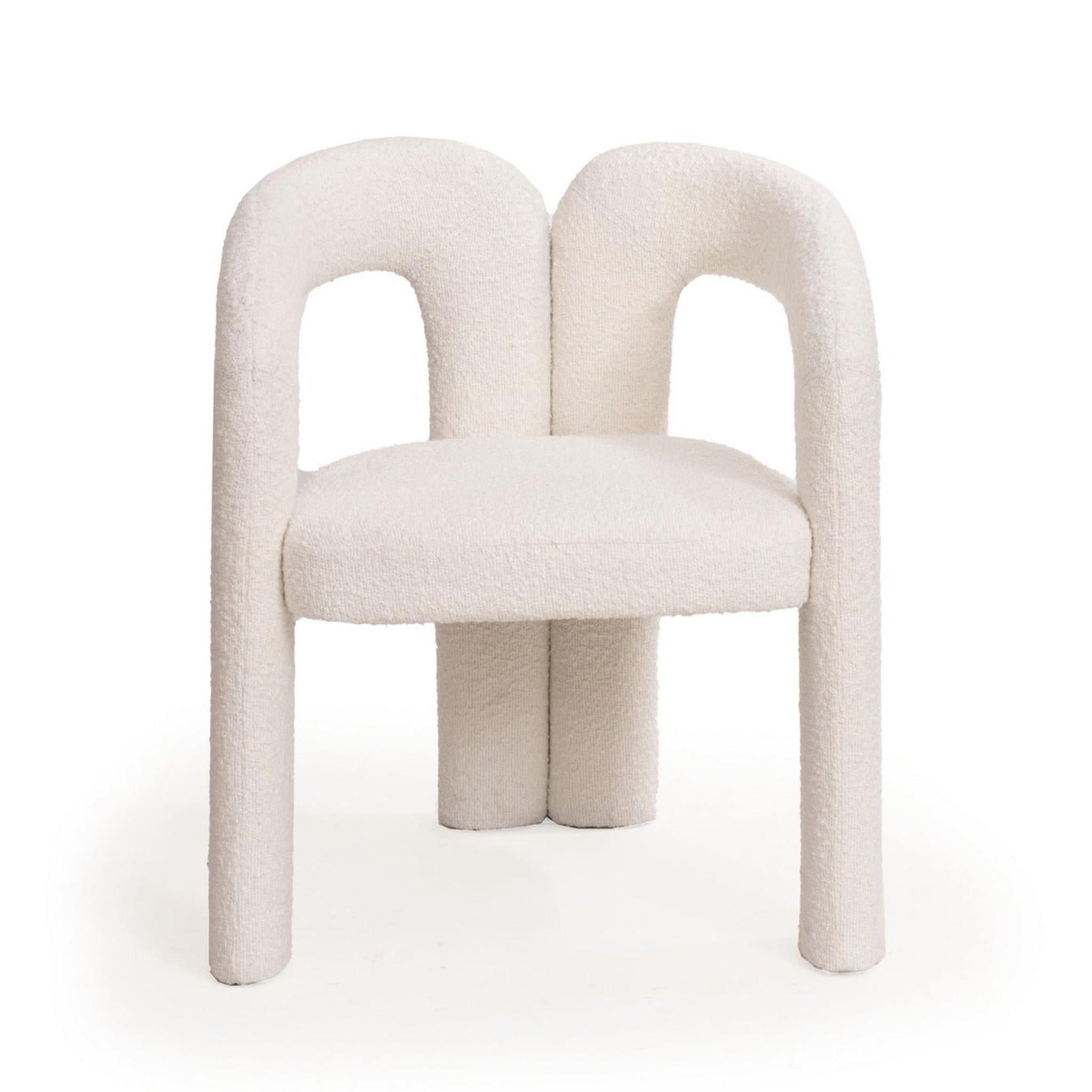 Mavis Upholstered Dining Chair – Chex Polar Bouclé – 54cm Wide