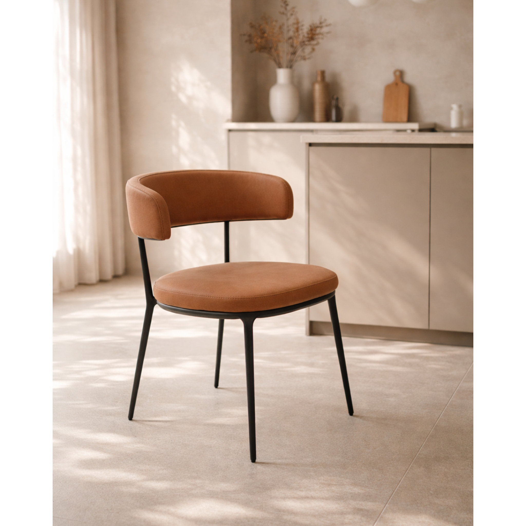 Satori Upholstered Dining Chair – Colonial PU & Black Metal – 59cm Wide - image 2
