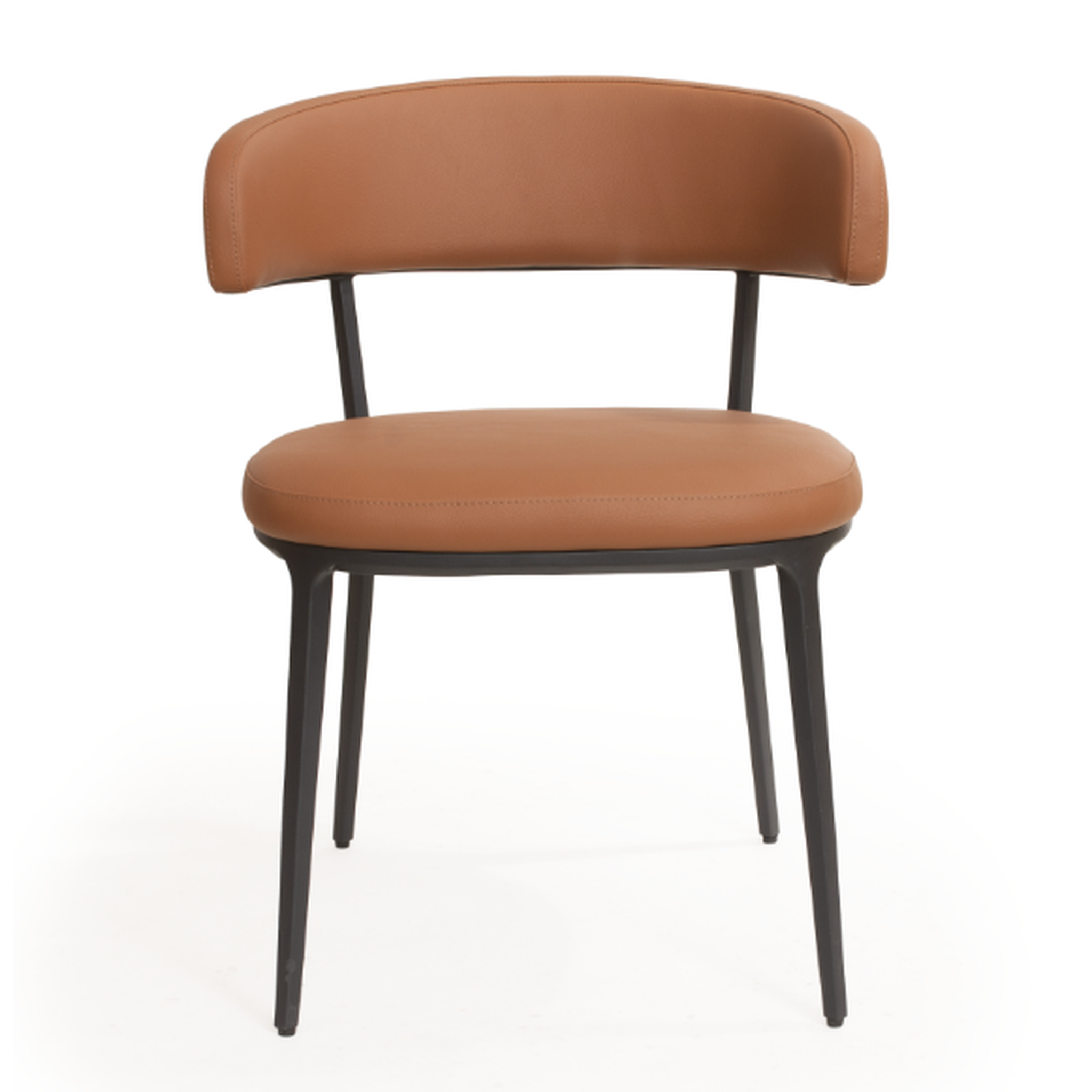 Satori Upholstered Dining Chair – Colonial PU & Black Metal – 59cm Wide
