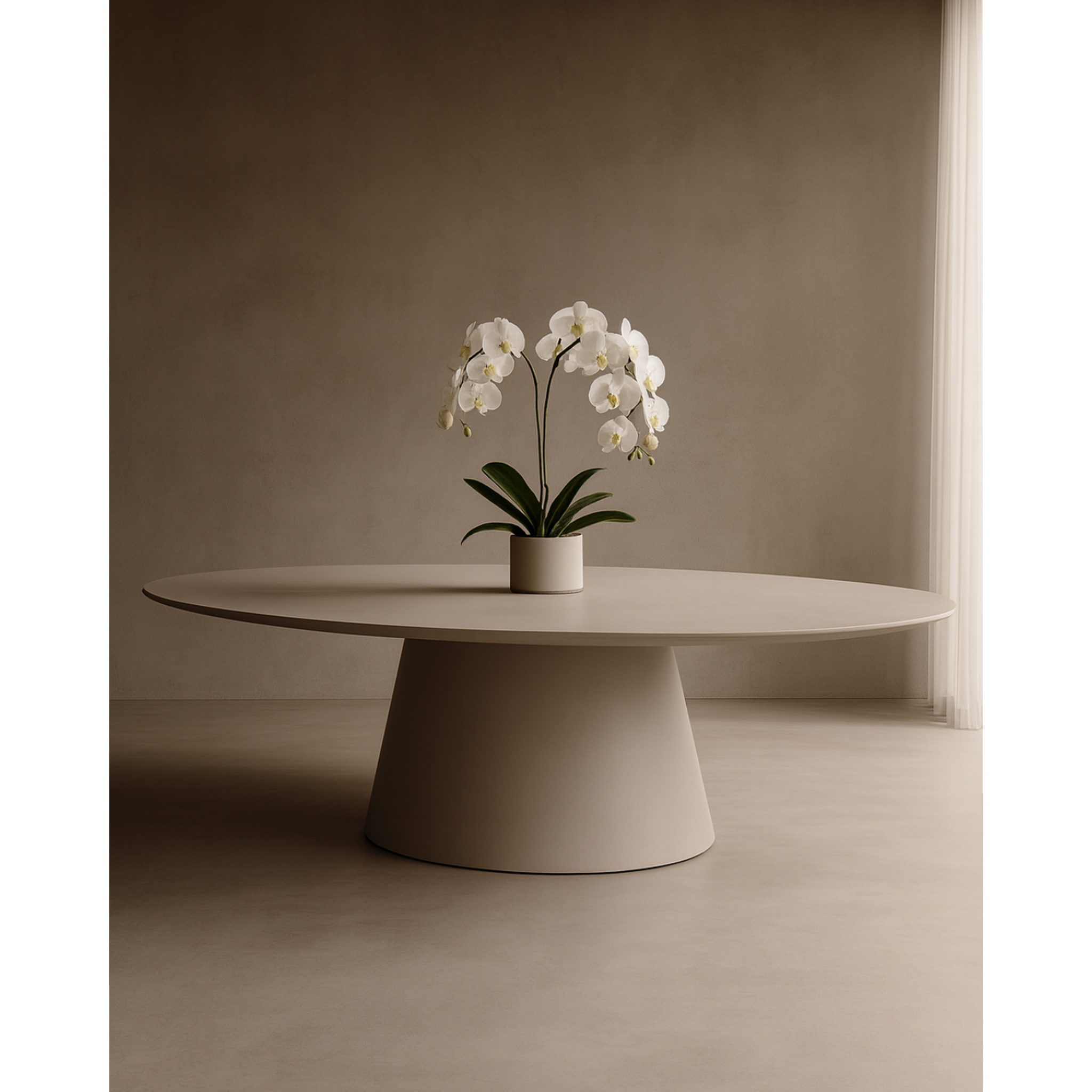 Ellora matte beige oval dining table 240cm