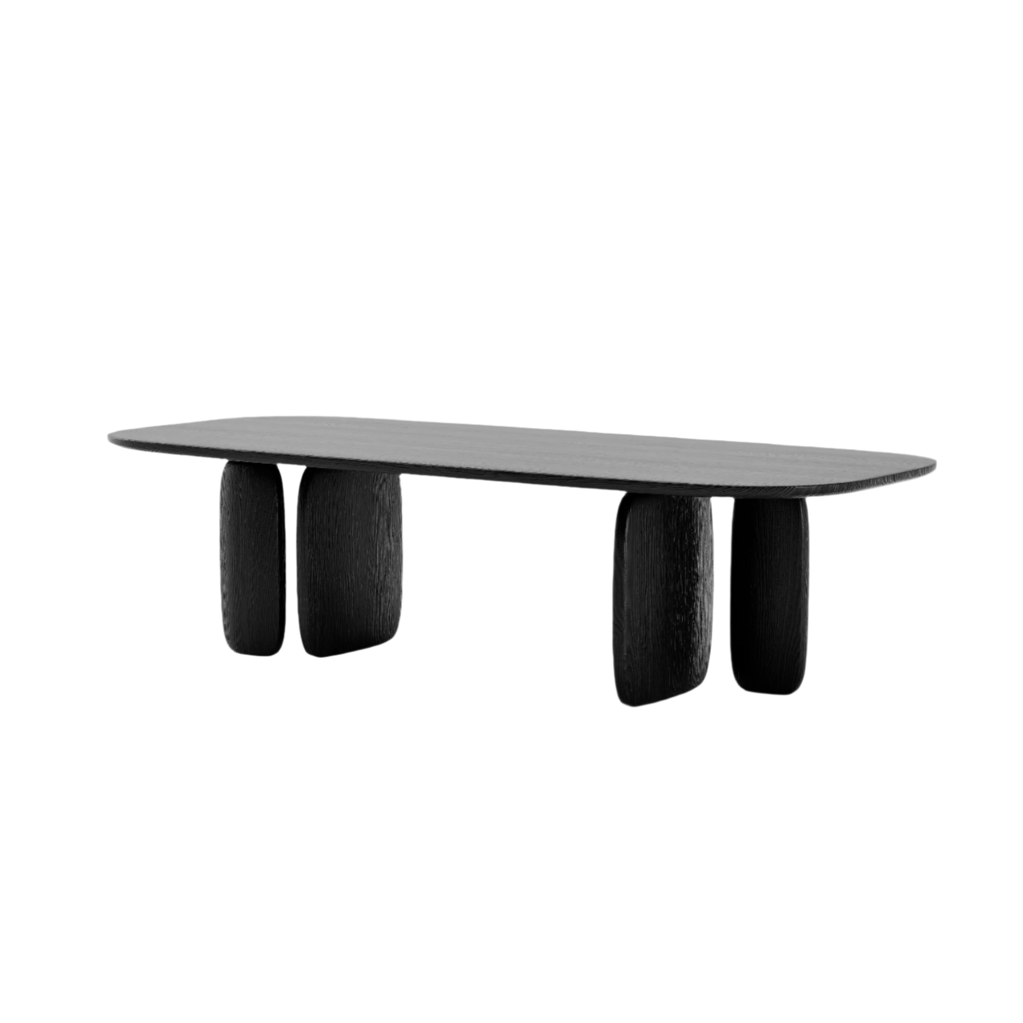 Rivenhall black oak large sculptural dining table 280cm