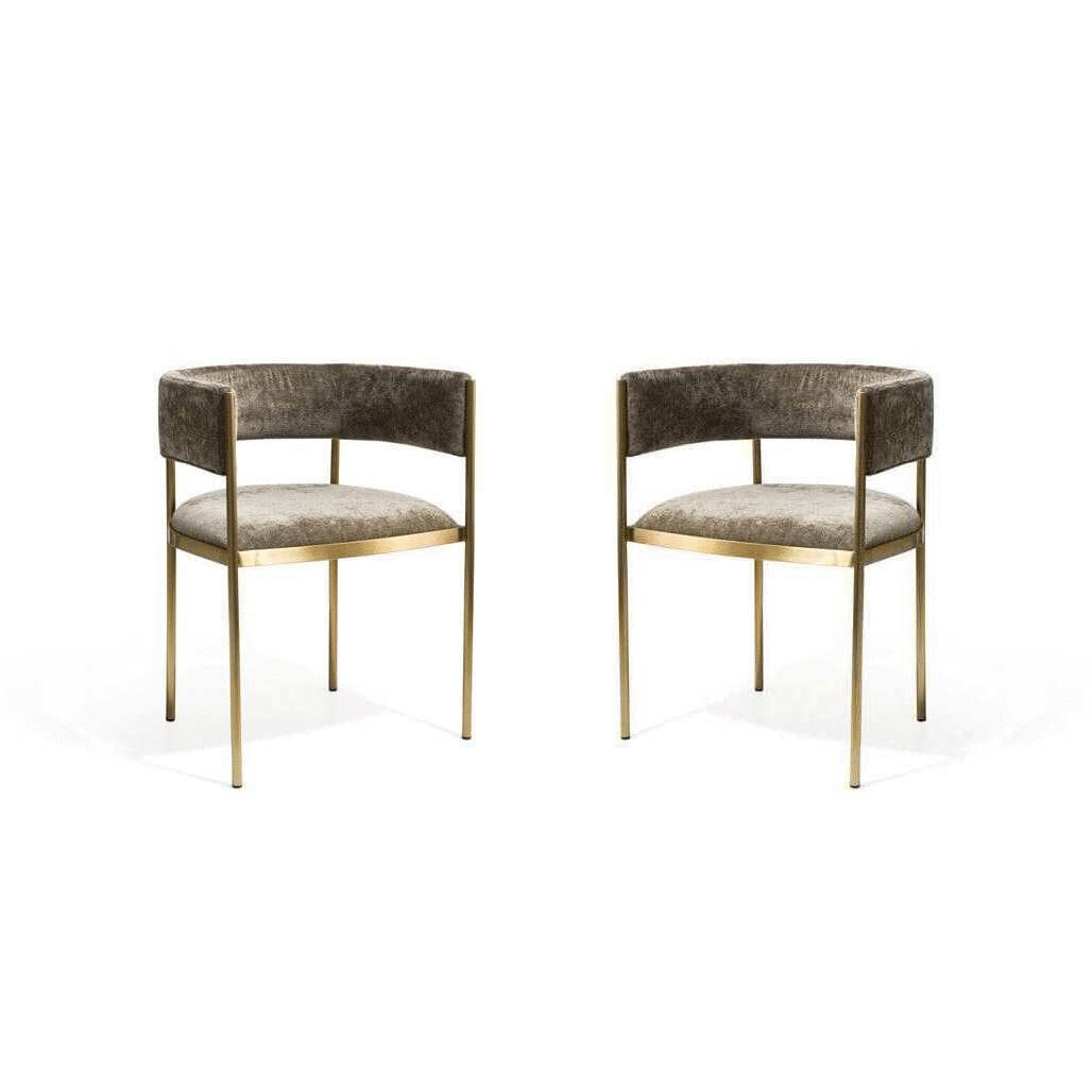 Envie II Set of 2 Dining Chairs – Olive Velvet & Brass Base – 59cm Wide - image 3