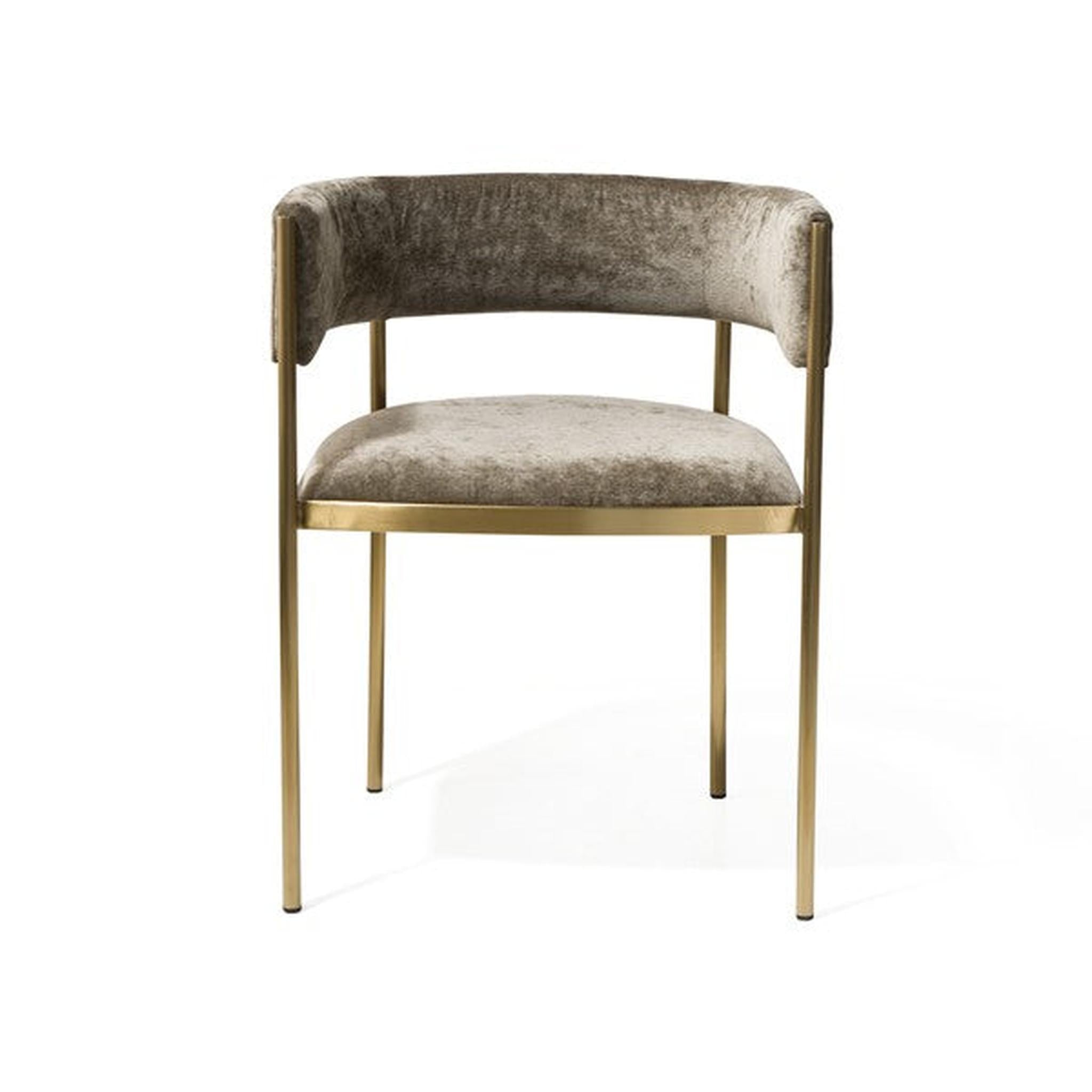 Envie II Set of 2 Dining Chairs – Olive Velvet & Brass Base – 59cm Wide - image 4