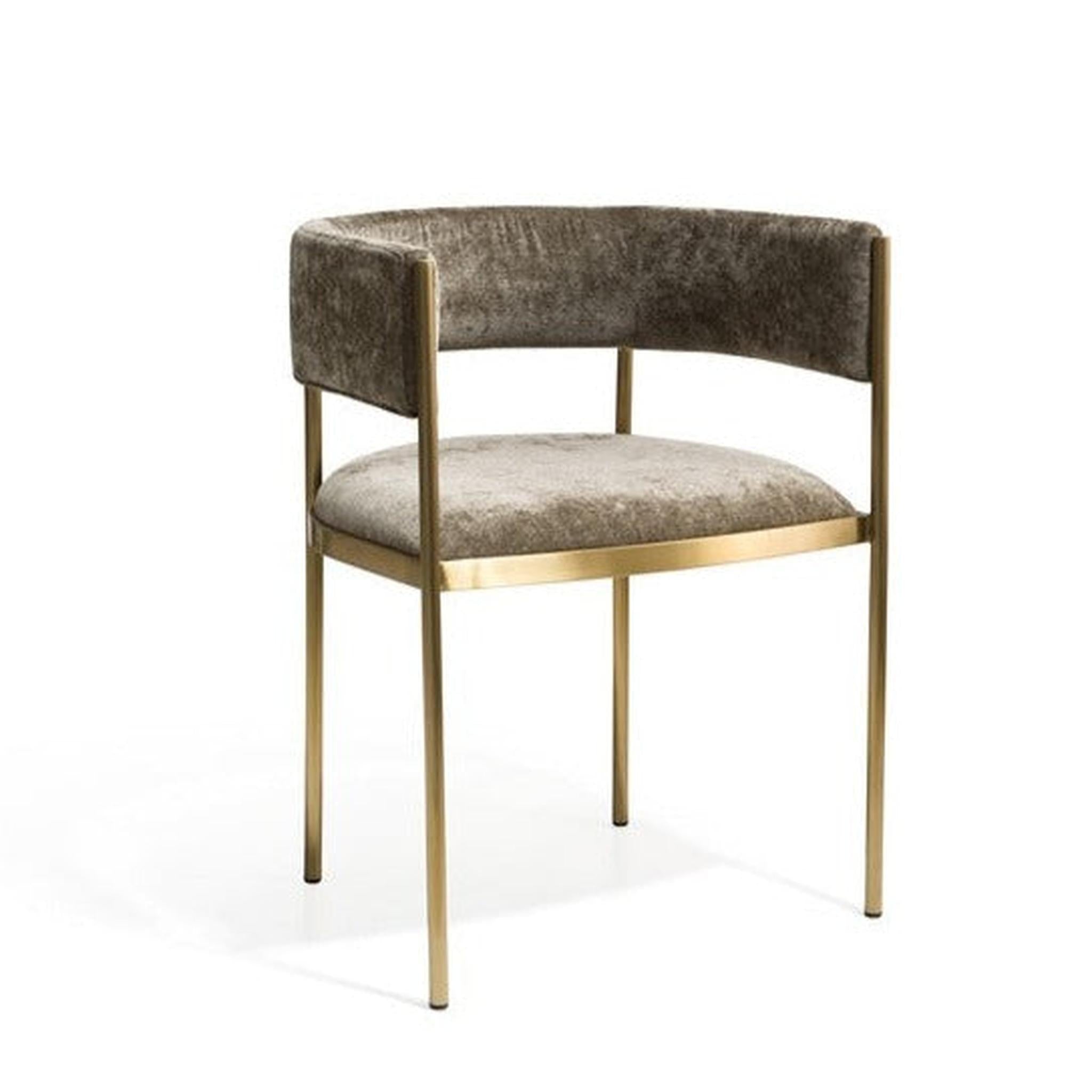 Envie II Set of 2 Dining Chairs – Olive Velvet & Brass Base – 59cm Wide