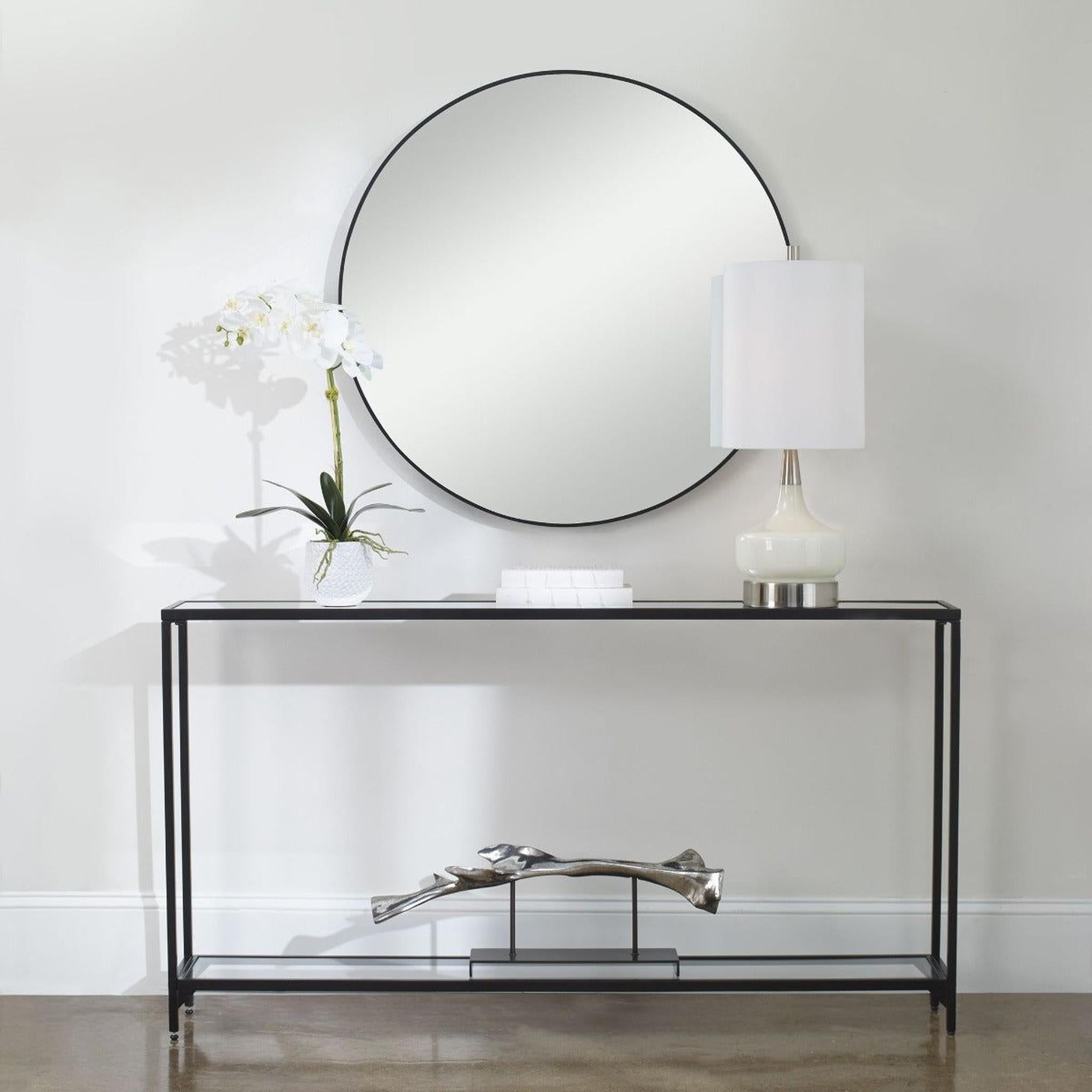 Veyra Slim Black Mirrored Console Table – 140cm product image 1